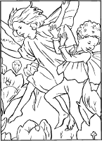 A coloring page of elves